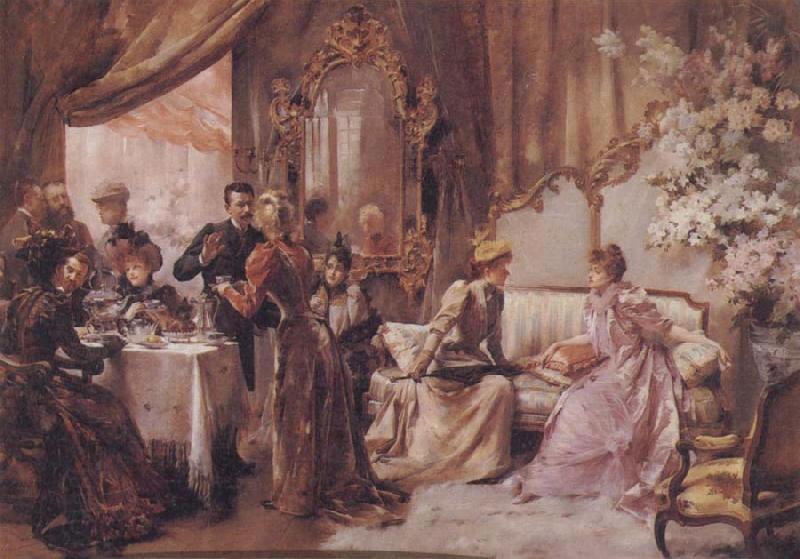 Madeleine Lemaire Tea at the Hotel de Ville China oil painting art
